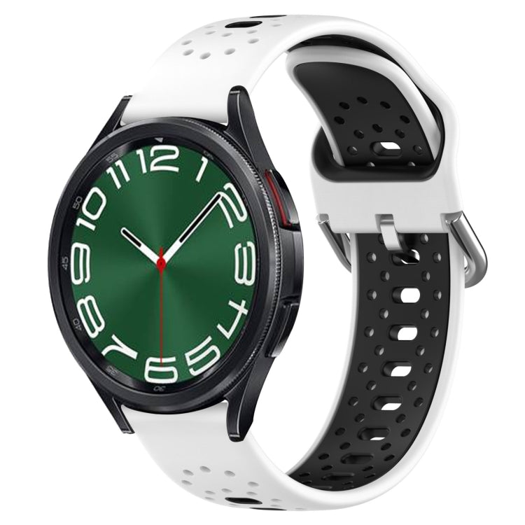 20mm Breathable Two-Color Silicone Watch Band, For Samsung Galaxy Watch 6 Classic 47mm, For Samsung Galaxy Watch 5 44mm, For Samsung Galaxy Watch 5 40mm