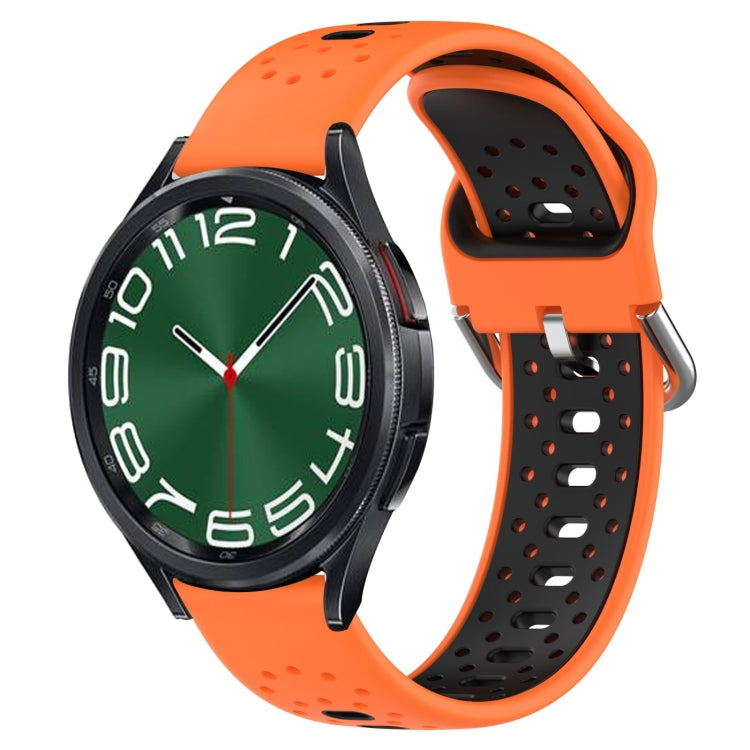 20mm Breathable Two-Color Silicone Watch Band, For Samsung Galaxy Watch 6 Classic 47mm, For Samsung Galaxy Watch 5 44mm, For Samsung Galaxy Watch 5 40mm
