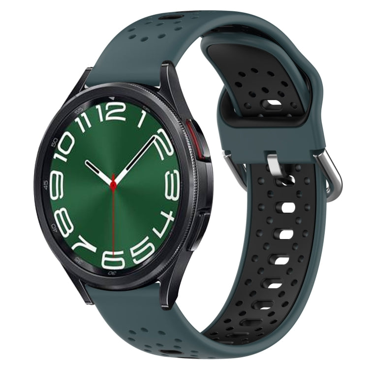 20mm Breathable Two-Color Silicone Watch Band, For Samsung Galaxy Watch 6 Classic 47mm, For Samsung Galaxy Watch 5 44mm, For Samsung Galaxy Watch 5 40mm