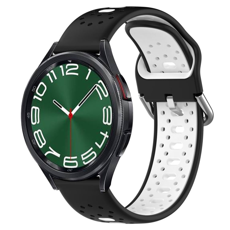 20mm Breathable Two-Color Silicone Watch Band, For Samsung Galaxy Watch 6 Classic 47mm, For Samsung Galaxy Watch 5 44mm, For Samsung Galaxy Watch 5 40mm