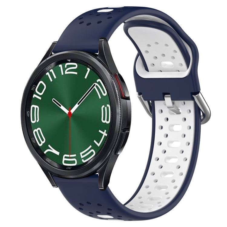 20mm Breathable Two-Color Silicone Watch Band, For Samsung Galaxy Watch 6 Classic 47mm, For Samsung Galaxy Watch 5 44mm, For Samsung Galaxy Watch 5 40mm