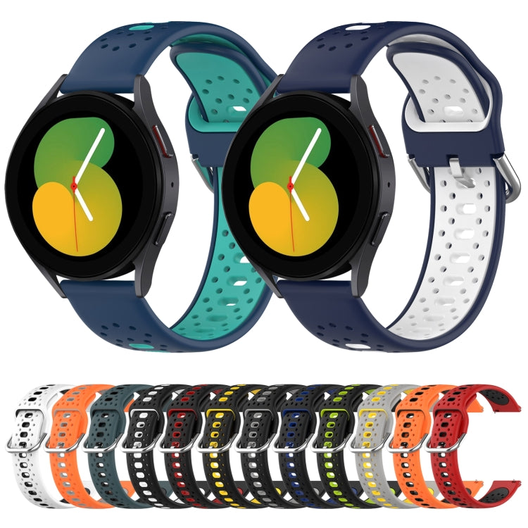 20mm Breathable Two-Color Silicone Watch Band, For Samsung  Galaxy Watch 4 Classic 42mm, For Samsung  Galaxy Watch 4 Classic 46mm, For Samsung Galaxy Watch Active 2 40mm