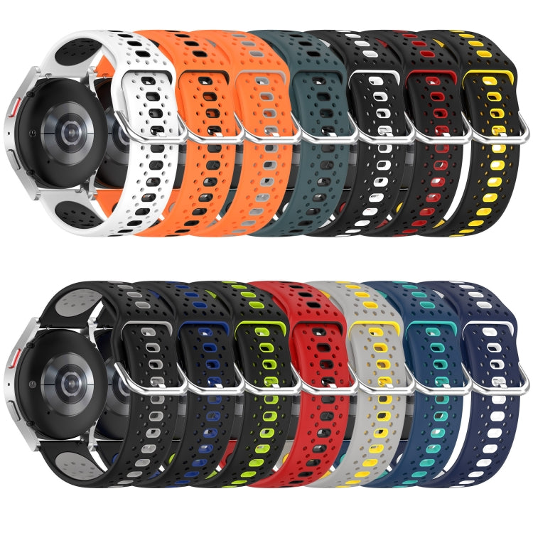 20mm Breathable Two-Color Silicone Watch Band, For Samsung Galaxy Watch Active 2 44mm, For Samsung Galaxy Watch 42mm, For Samsung Galaxy Watch 6 44mm