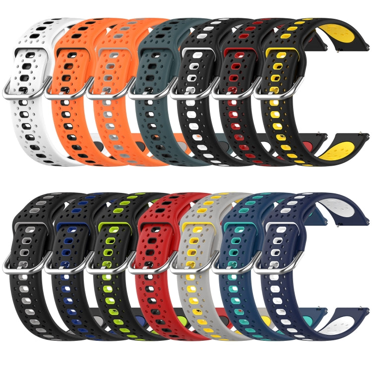 20mm Breathable Two-Color Silicone Watch Band, For Samsung Galaxy Watch 6 Classic 47mm, For Samsung Galaxy Watch 5 44mm, For Samsung Galaxy Watch 5 40mm