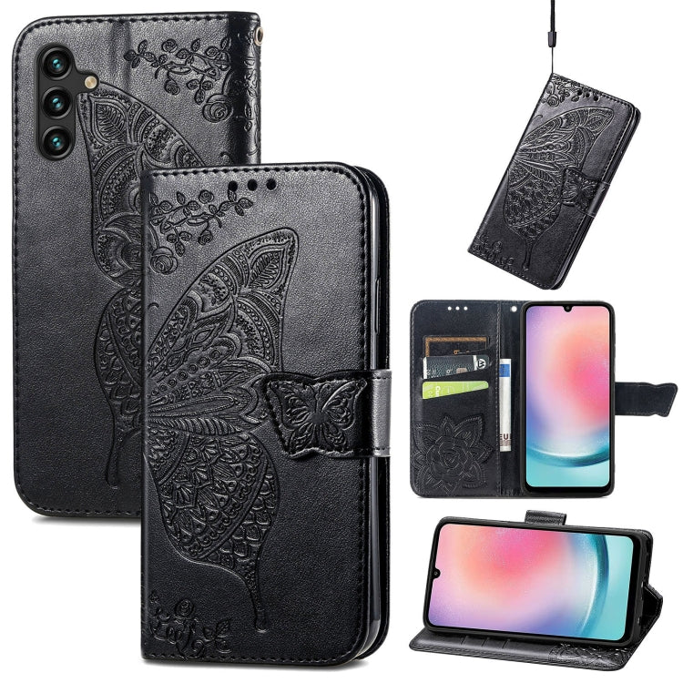 Butterfly Love Flower Embossed Leather Phone Case, For Samsung Galaxy A27 5G, For Samsung Galaxy A24 4G