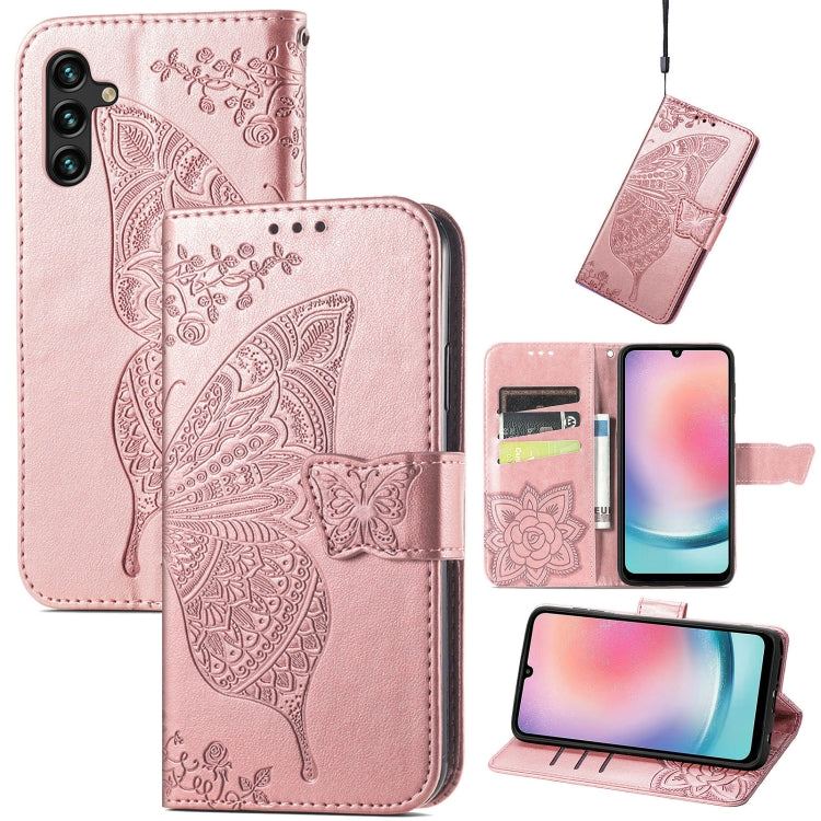 Butterfly Love Flower Embossed Leather Phone Case, For Samsung Galaxy A27 5G, For Samsung Galaxy A24 4G
