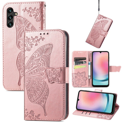 Butterfly Love Flower Embossed Leather Phone Case, For Galaxy S26 FE 5G, For Galaxy A27 5G, For Galaxy A24 4G
