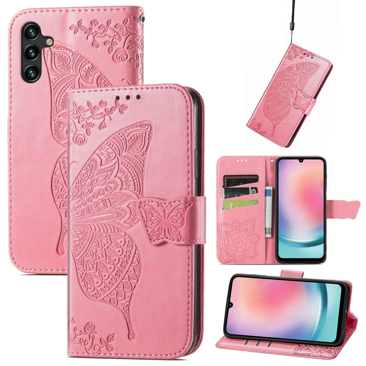 Butterfly Love Flower Embossed Leather Phone Case, For Samsung Galaxy A27 5G, For Samsung Galaxy A24 4G
