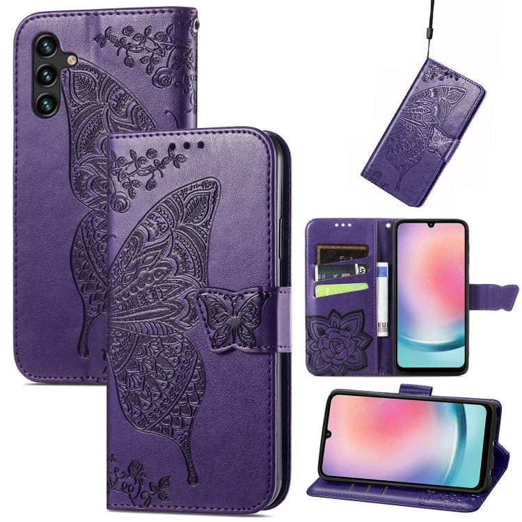 Butterfly Love Flower Embossed Leather Phone Case, For Samsung Galaxy A27 5G, For Samsung Galaxy A24 4G
