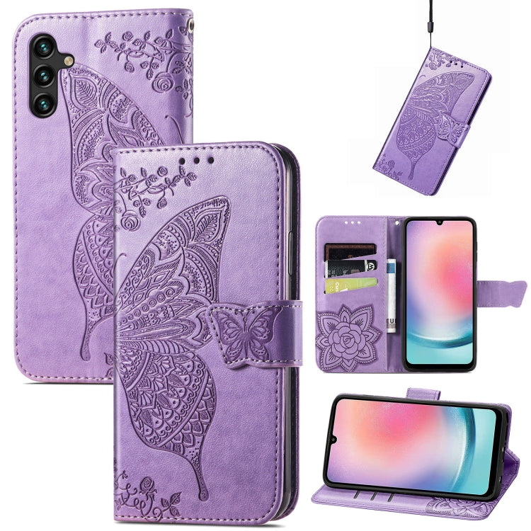 Butterfly Love Flower Embossed Leather Phone Case, For Samsung Galaxy A27 5G, For Samsung Galaxy A24 4G