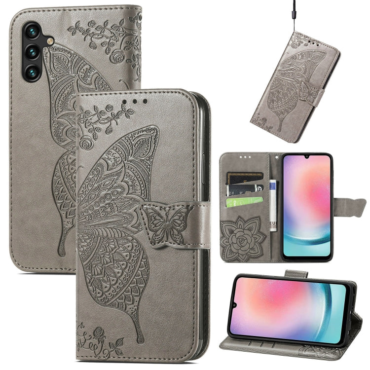 Butterfly Love Flower Embossed Leather Phone Case, For Samsung Galaxy A27 5G, For Samsung Galaxy A24 4G