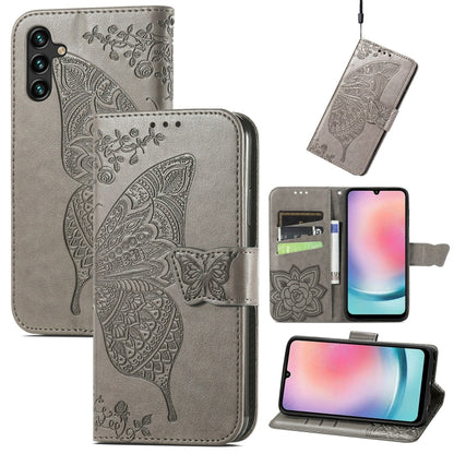 Butterfly Love Flower Embossed Leather Phone Case, For Galaxy S26 FE 5G, For Galaxy A27 5G, For Galaxy A24 4G