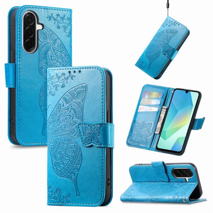 Butterfly Love Flower Embossed Leather Phone Case, For Galaxy S26 FE 5G, For Galaxy A27 5G, For Galaxy A24 4G