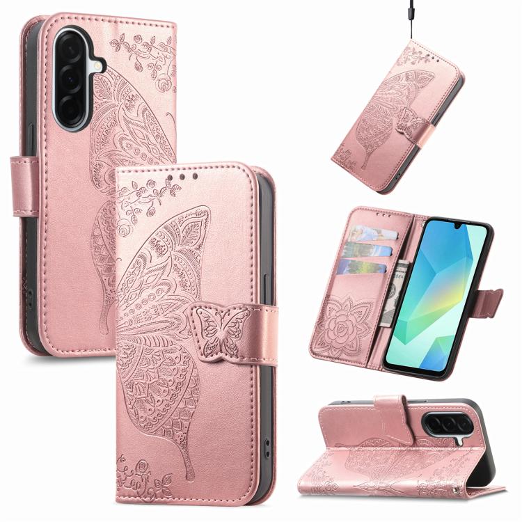 Butterfly Love Flower Embossed Leather Phone Case, For Galaxy S26 FE 5G, For Galaxy A27 5G, For Galaxy A24 4G