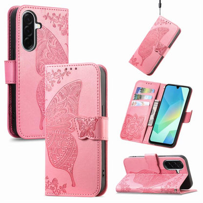Butterfly Love Flower Embossed Leather Phone Case, For Galaxy S26 FE 5G, For Galaxy A27 5G, For Galaxy A24 4G