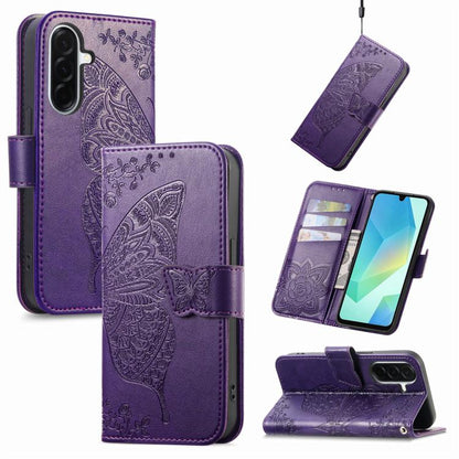 Butterfly Love Flower Embossed Leather Phone Case, For Galaxy S26 FE 5G, For Galaxy A27 5G, For Galaxy A24 4G