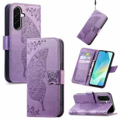 Butterfly Love Flower Embossed Leather Phone Case, For Galaxy S26 FE 5G, For Galaxy A27 5G, For Galaxy A24 4G