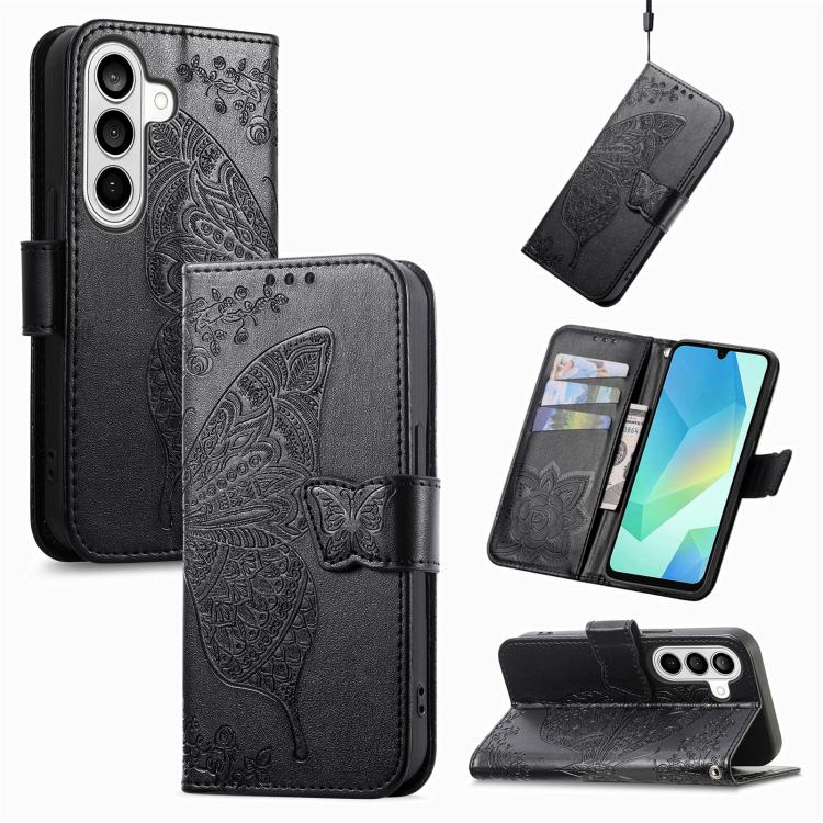 Butterfly Love Flower Embossed Leather Phone Case, For Galaxy S26 FE 5G, For Galaxy A27 5G, For Galaxy A24 4G
