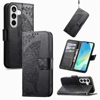Butterfly Love Flower Embossed Leather Phone Case, For Galaxy S26 FE 5G, For Galaxy A27 5G, For Galaxy A24 4G