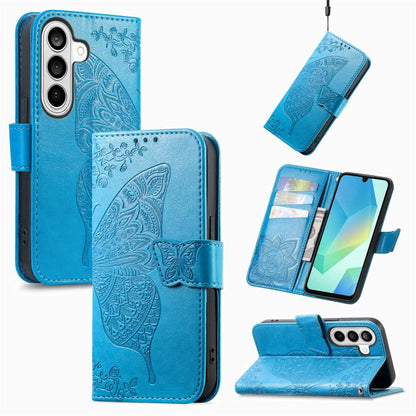 Butterfly Love Flower Embossed Leather Phone Case, For Galaxy S26 FE 5G, For Galaxy A27 5G, For Galaxy A24 4G