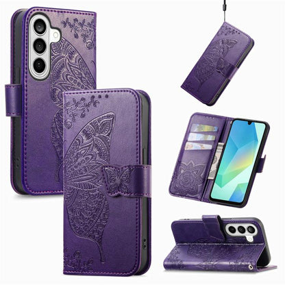 Butterfly Love Flower Embossed Leather Phone Case, For Galaxy S26 FE 5G, For Galaxy A27 5G, For Galaxy A24 4G