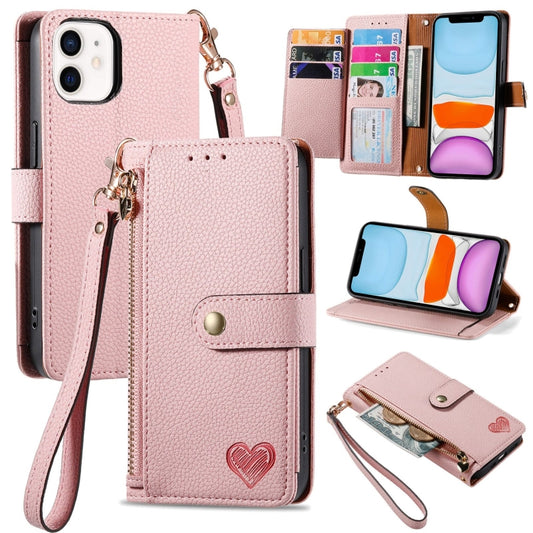 Love Zipper Lanyard Leather Phone Case, For iPhone 11, For iPhone 11 Pro, For iPhone X / XS, For iPhone XR, For iPhone XS Max, For iPhone 7 Plus / 8 Plus, For iPhone 6 Plus / 6s Plus, For iPhone 6 / 6s