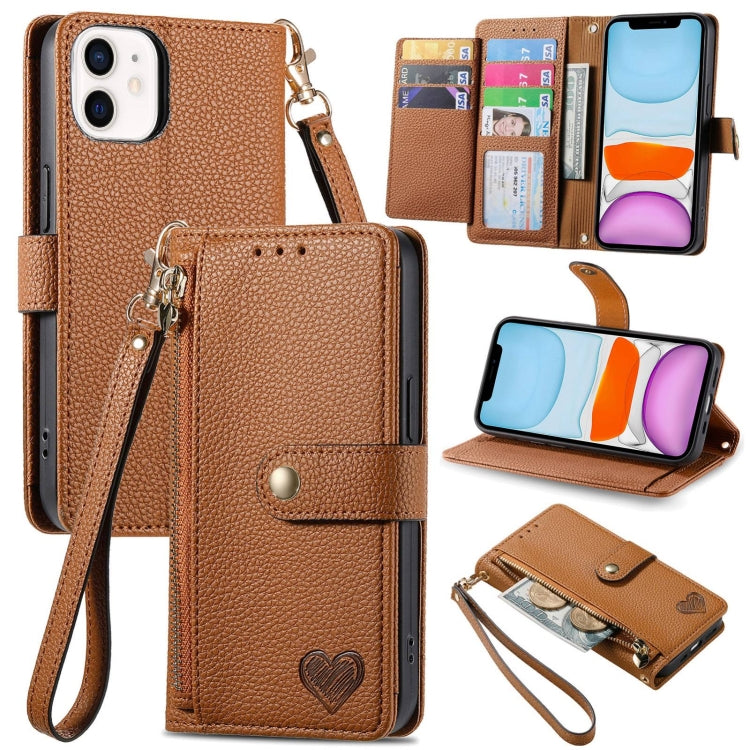 Love Zipper Lanyard Leather Phone Case, For iPhone 11, For iPhone 11 Pro, For iPhone X / XS, For iPhone XR, For iPhone XS Max, For iPhone 7 Plus / 8 Plus, For iPhone 6 Plus / 6s Plus, For iPhone 6 / 6s