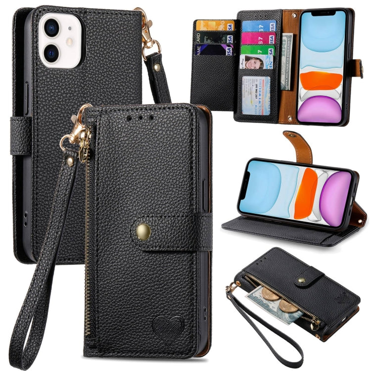 Love Zipper Lanyard Leather Phone Case, For iPhone 11, For iPhone 11 Pro, For iPhone X / XS, For iPhone XR, For iPhone XS Max, For iPhone 7 Plus / 8 Plus, For iPhone 6 Plus / 6s Plus, For iPhone 6 / 6s
