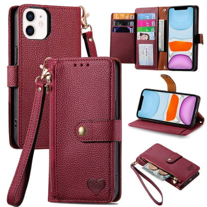 Love Zipper Lanyard Leather Phone Case, For iPhone 11, For iPhone 11 Pro, For iPhone XR, For iPhone XS Max, For iPhone 7 Plus / 8 Plus, For iPhone 6 Plus / 6s Plus, For iPhone 6 / 6s