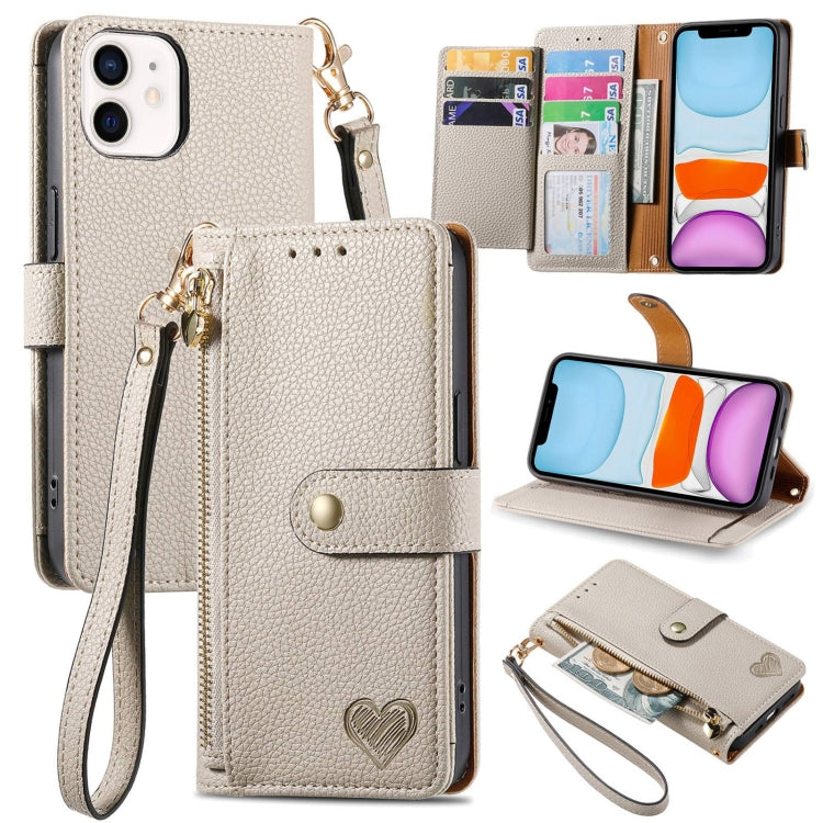 Love Zipper Lanyard Leather Phone Case, For iPhone 11, For iPhone 11 Pro, For iPhone X / XS, For iPhone XR, For iPhone XS Max, For iPhone 7 Plus / 8 Plus, For iPhone 6 Plus / 6s Plus, For iPhone 6 / 6s