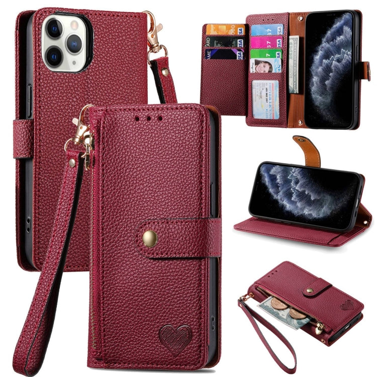 Love Zipper Lanyard Leather Phone Case, For iPhone 11, For iPhone 11 Pro, For iPhone X / XS, For iPhone XR, For iPhone XS Max, For iPhone 7 Plus / 8 Plus, For iPhone 6 Plus / 6s Plus, For iPhone 6 / 6s