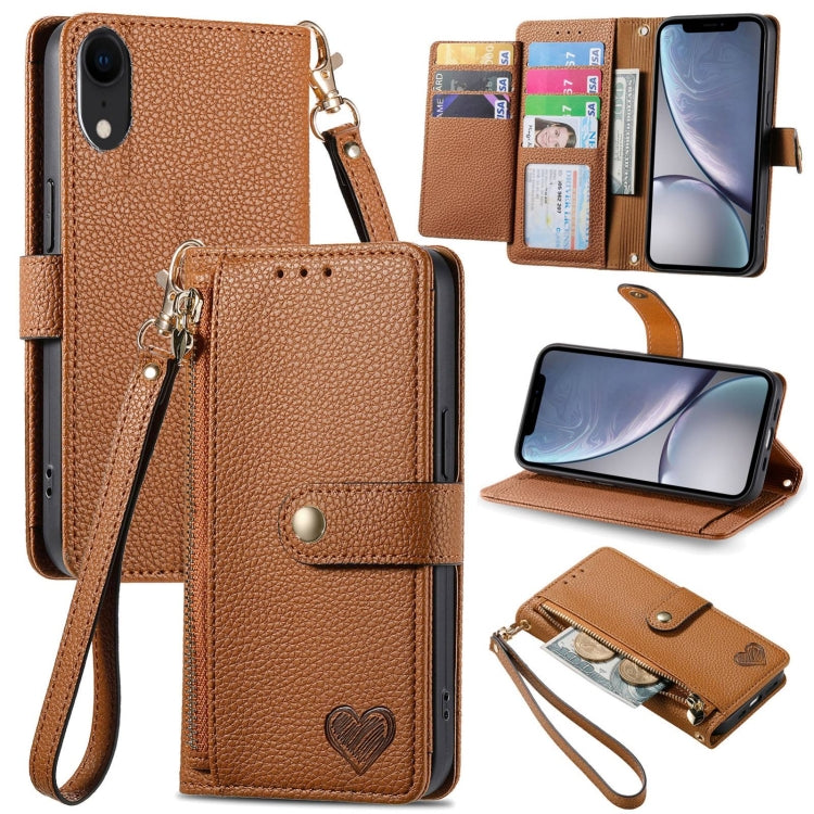Love Zipper Lanyard Leather Phone Case, For iPhone 11, For iPhone 11 Pro, For iPhone X / XS, For iPhone XR, For iPhone XS Max, For iPhone 7 Plus / 8 Plus, For iPhone 6 Plus / 6s Plus, For iPhone 6 / 6s