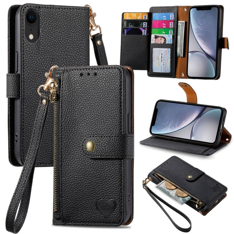 Love Zipper Lanyard Leather Phone Case, For iPhone 11, For iPhone 11 Pro, For iPhone X / XS, For iPhone XR, For iPhone XS Max, For iPhone 7 Plus / 8 Plus, For iPhone 6 Plus / 6s Plus, For iPhone 6 / 6s