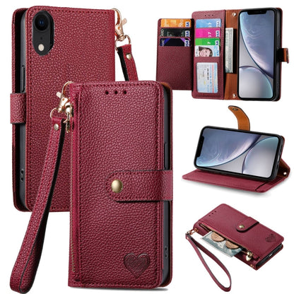 Love Zipper Lanyard Leather Phone Case, For iPhone 11, For iPhone 11 Pro, For iPhone XR, For iPhone XS Max, For iPhone 7 Plus / 8 Plus, For iPhone 6 Plus / 6s Plus, For iPhone 6 / 6s
