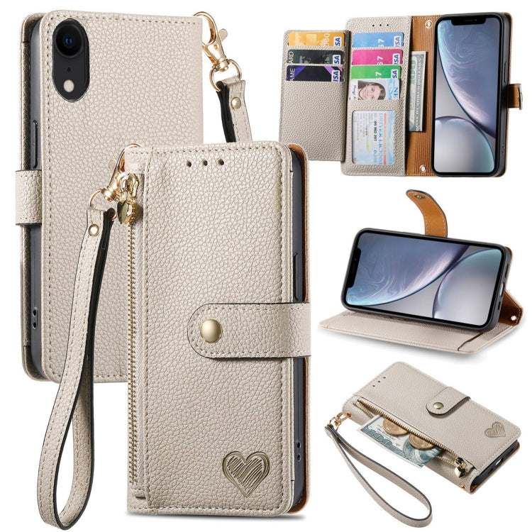 Love Zipper Lanyard Leather Phone Case, For iPhone 11, For iPhone 11 Pro, For iPhone X / XS, For iPhone XR, For iPhone XS Max, For iPhone 7 Plus / 8 Plus, For iPhone 6 Plus / 6s Plus, For iPhone 6 / 6s