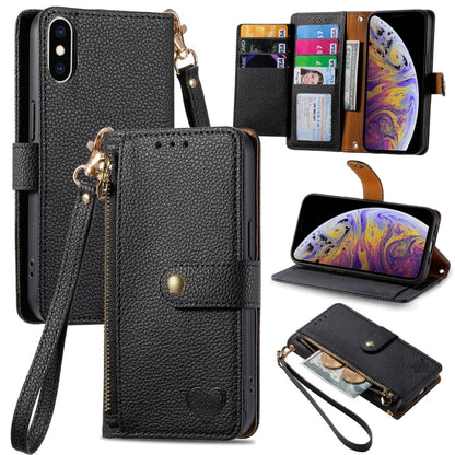 Love Zipper Lanyard Leather Phone Case, For iPhone 11, For iPhone 11 Pro, For iPhone XR, For iPhone XS Max, For iPhone 7 Plus / 8 Plus, For iPhone 6 Plus / 6s Plus, For iPhone 6 / 6s