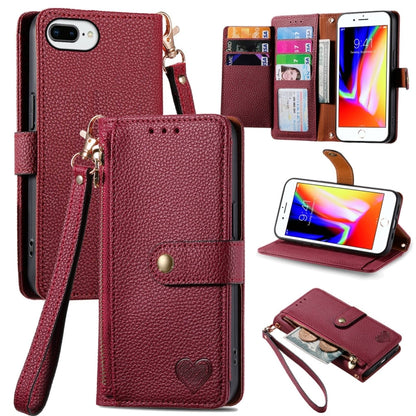 Love Zipper Lanyard Leather Phone Case, For iPhone 11, For iPhone 11 Pro, For iPhone XR, For iPhone XS Max, For iPhone 7 Plus / 8 Plus, For iPhone 6 Plus / 6s Plus, For iPhone 6 / 6s