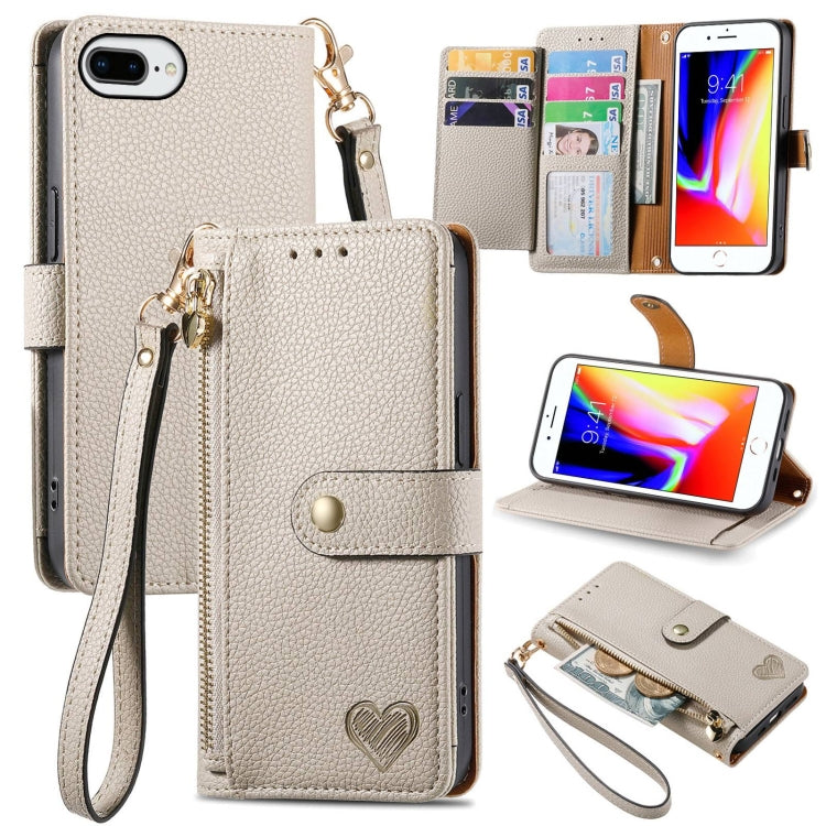 Love Zipper Lanyard Leather Phone Case, For iPhone 11, For iPhone 11 Pro, For iPhone X / XS, For iPhone XR, For iPhone XS Max, For iPhone 7 Plus / 8 Plus, For iPhone 6 Plus / 6s Plus, For iPhone 6 / 6s