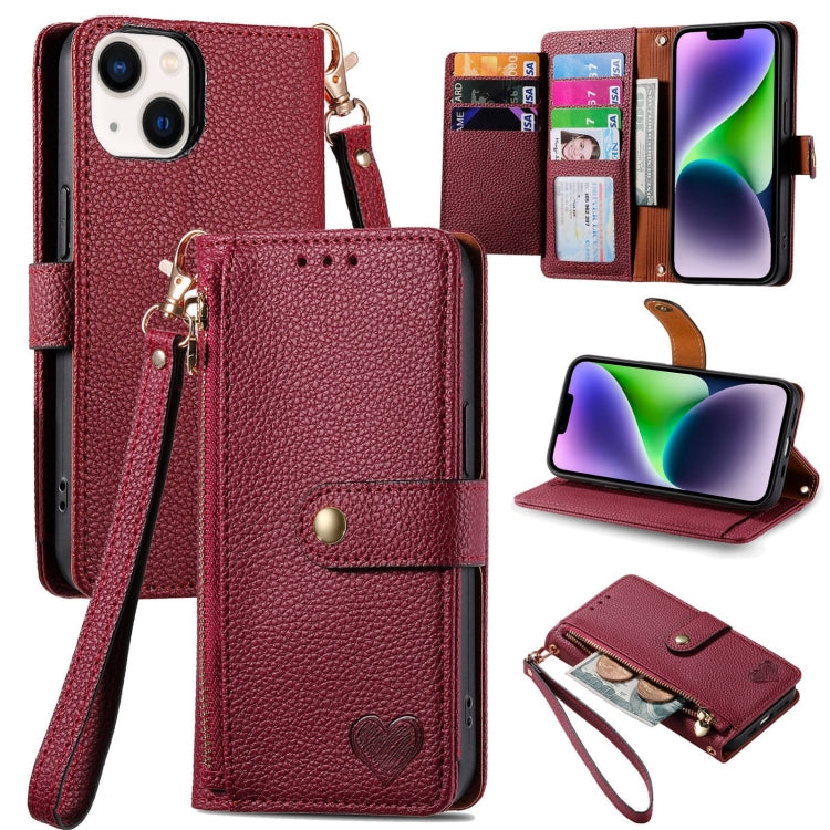 Love Zipper Lanyard Leather Phone Case, For iPhone 16, For iPhone 15 Pro Max, For iPhone 15 Pro, For iPhone 15 Plus, For iPhone 15, For iPhone 14 Plus, For iPhone 14, For iPhone 14 Pro