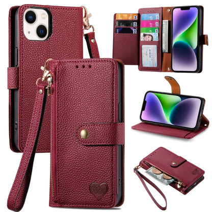 Love Zipper Lanyard Leather Phone Case, For iPhone 16, For iPhone 15 Pro Max, For iPhone 15 Pro, For iPhone 15 Plus, For iPhone 15, For iPhone 14 Plus, For iPhone 14, For iPhone 14 Pro
