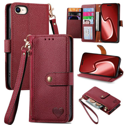 Love Zipper Lanyard Leather Phone Case, For iPhone 17e / 16e, For iPhone 17 Pro Max, For iPhone 17 Pro, For iPhone 17, For iPhone Air, For iPhone 16 Pro Max, For iPhone 16 Pro, For iPhone 16 Plus