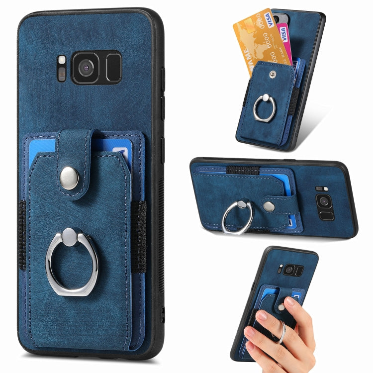 Retro Skin-feel Ring Card Wallet Phone Case, For Samsung Galaxy S24 FE 5G, For Sumsung Galaxy A55 5G, For Samsung Galaxy A35 5G, For Samsung Galaxy S24 Ultra 5G, For Samsung Galaxy S24+ 5G, For Samsung Galaxy A15, For Samsung Galaxy S8+                ...