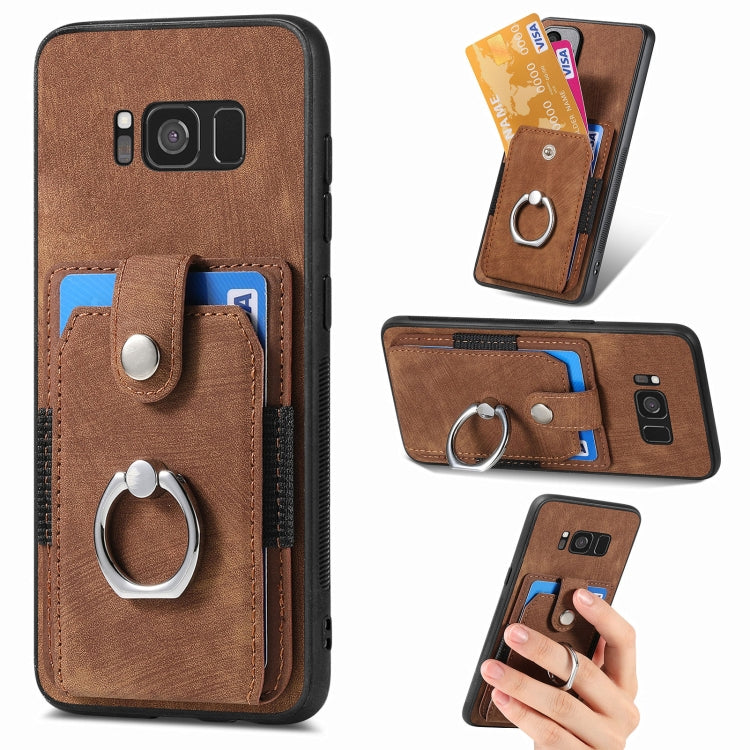 Retro Skin-feel Ring Card Wallet Phone Case, For Samsung Galaxy S24 FE 5G, For Sumsung Galaxy A55 5G, For Samsung Galaxy A35 5G, For Samsung Galaxy S24 Ultra 5G, For Samsung Galaxy S24+ 5G, For Samsung Galaxy A15, For Samsung Galaxy S8+                ...