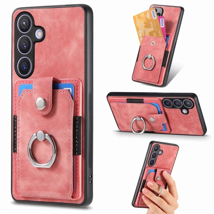 Retro Skin-feel Ring Card Wallet Phone Case, For Samsung Galaxy S24 FE 5G, For Sumsung Galaxy A55 5G, For Samsung Galaxy A35 5G, For Samsung Galaxy S24 Ultra 5G, For Samsung Galaxy S24+ 5G, For Samsung Galaxy A15, For Samsung Galaxy S8+                ...