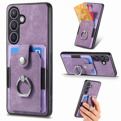 Retro Skin-feel Ring Card Wallet Phone Case, For Samsung Galaxy S24 FE 5G, For Sumsung Galaxy A55 5G, For Samsung Galaxy A35 5G, For Samsung Galaxy S24 Ultra 5G, For Samsung Galaxy S24+ 5G, For Samsung Galaxy A15, For Samsung Galaxy S8+                ...