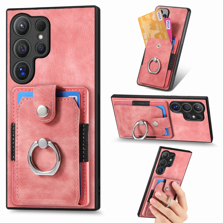 Retro Skin-feel Ring Card Wallet Phone Case, For Samsung Galaxy S24 FE 5G, For Sumsung Galaxy A55 5G, For Samsung Galaxy A35 5G, For Samsung Galaxy S24 Ultra 5G, For Samsung Galaxy S24+ 5G, For Samsung Galaxy A15, For Samsung Galaxy S8+                ...