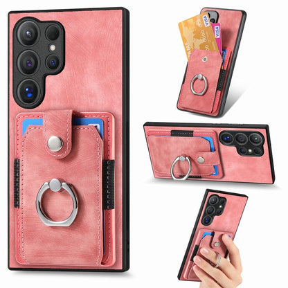 Retro Skin-feel Ring Card Wallet Phone Case, For Samsung Galaxy S24 FE 5G, For Sumsung Galaxy A55 5G, For Samsung Galaxy A35 5G, For Samsung Galaxy S24 Ultra 5G, For Samsung Galaxy S24+ 5G, For Samsung Galaxy A15, For Samsung Galaxy S8+                ...