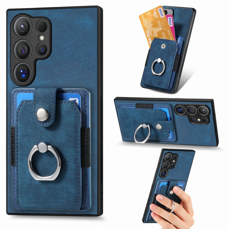 Retro Skin-feel Ring Card Wallet Phone Case, For Samsung Galaxy S24 FE 5G, For Sumsung Galaxy A55 5G, For Samsung Galaxy A35 5G, For Samsung Galaxy S24 Ultra 5G, For Samsung Galaxy S24+ 5G, For Samsung Galaxy A15, For Samsung Galaxy S8+                ...