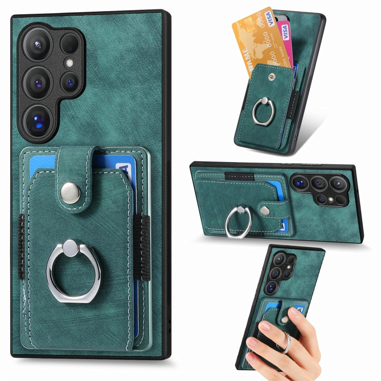 Retro Skin-feel Ring Card Wallet Phone Case, For Samsung Galaxy S24 FE 5G, For Sumsung Galaxy A55 5G, For Samsung Galaxy A35 5G, For Samsung Galaxy S24 Ultra 5G, For Samsung Galaxy S24+ 5G, For Samsung Galaxy A15, For Samsung Galaxy S8+                ...
