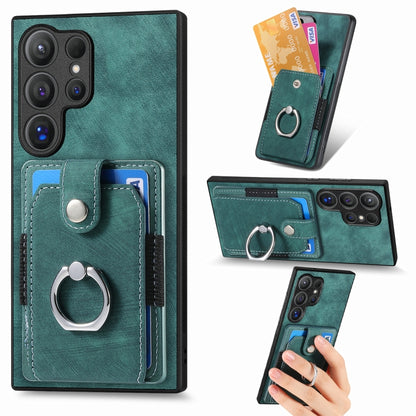 Retro Skin-feel Ring Card Wallet Phone Case, For Samsung Galaxy S24 FE 5G, For Sumsung Galaxy A55 5G, For Samsung Galaxy A35 5G, For Samsung Galaxy S24 Ultra 5G, For Samsung Galaxy S24+ 5G, For Samsung Galaxy A15, For Samsung Galaxy S8+                ...